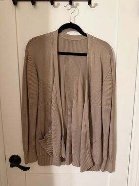 lululemon athletica Taupe Open-Front Knit Cardigan